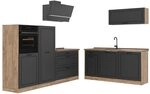 Vicco K&uuml;chenzeile R-Line, Anthrazit Landhaus/Goldkraft Eiche 220 cm | 7 Module...