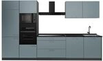 Vicco K&uuml;chenzeile R-Line, Blau-Grau/Anthrazit 340 cm | 7 Module &middot;
