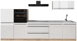 Vicco K&uuml;chenzeile R-Line, Wei&szlig; Hochglanz/Goldkraft Eiche 340 cm | 6 Module &middot;