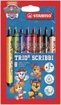 STABILO - Trio Scribbi - PAW Patrol | Gefederter Dreikant-Filzstift, 8er Pack, mit