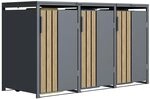 Home Deluxe M&uuml;lltonnenbox Kanto - 3X 240L I Metall in Holzoptik, Anthrazit,