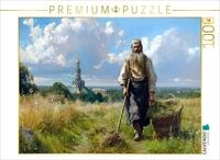 Puzzle &middot; Russischer Bauer vor Einer Kirche bei der Heumahd | 1000 Teile &middot;