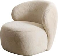 DELIFE Cocktailsessel Pulo Pl&uuml;sch Creme-Wei&szlig; 80x80 cm Loungesessel