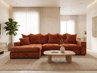 Ecksofa mit Schlaffunktion & Bettkasten &ndash; Terrakotta Chenille, Links &ndash;...