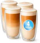 BigDean 4 Hohe Doppelwandige Latte Macchiato Gl&auml;ser 350 ml Borosilikatglas 
