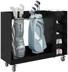 vidaXL Golf Schrank Mit Rad Uni Schwarz Eichen-Optik 120 x 45 x 98 cm