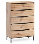 Vicco Kommode "Elvano", Eiche/Schwarz 79.2 x 120 cm | mit 5 Schubladen
