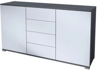 Vladon Sideboard Santo V1, Anrichte mit 2 T&uuml;ren und 4 Schubladen, Anthrazit