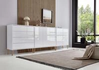 BMG M&ouml;bel Sideboard mit Holzf&uuml;&szlig;e &raquo;Mailand Set 7&laquo;, grifflos, Korpus wei&szlig;...