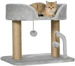PawHut Kratzbaum f&uuml;r Wohnungskatzen mit Jute-Kratzpfosten, 42 cm, Grau |...