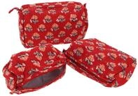 Boho Kosmetiktaschen Set, Waschtasche, Kulturbeutel aus Baumwolle, rot 