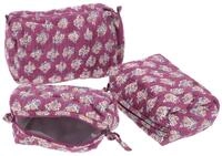 Boho Kosmetiktaschen Set, Waschtasche, Kulturbeutel aus Baumwolle, violett 