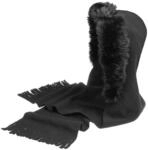 LIERYS Fleece Schalhaube Webpelz Unifarben Kapuzenschal mit Fransen Made in...
