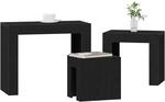 vidaXL Satztische 3 pcs Schwarz Eichen-Optik Holzwerkstoff, Wohnzimmer, Moderne