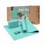 Myga Yoga-Starter-Set &ndash; Yogamatte, Yoga-Bl&ouml;ck Ziegel & Metall D-Ring...