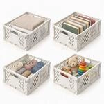 Relaxdays Klappbox, 4er Set, stapelbar, Kunststoff, 2 Griffe, wei&szlig; | klappbar,
