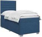 vidaXL Boxspringbett mit Matratze mit Kopfteil Blau 100 x 200 cm Stoff