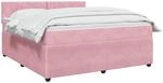 vidaXL Boxspringbett mit Matratze mit Kopfteil Rosa 140 x 200 cm Samt | Passe...