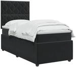 vidaXL LED Boxspringbett mit Matratze Schwarz 90 x 190 cm Samt | Integrierter