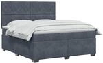 vidaXL Boxspringbett mit Matratze Dunkelgrau 180 x 200 cm Samt