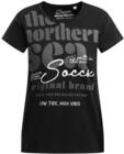 SOCCX Damen T-Shirt Rundhals mit Label Print