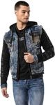 Cipo & Baxx Herren Jeansjacke &ndash; Denimjacke mit Sweat&auml;rmeln & Kapuze | Casual