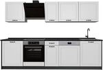 Vicco K&uuml;chenzeile R-Line, Wei&szlig; Landhaus/Anthrazit 280 cm | 9 Module &middot;