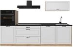 Vicco K&uuml;chenzeile R-Line, Wei&szlig; Landhaus/Goldkraft Eiche 280 cm | 5 Module &middot;