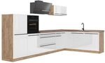 Vicco Eckk&uuml;che R-Line, Wei&szlig; Hochglanz/Goldkraft Eiche 347 x cm | 8 Module &middot;