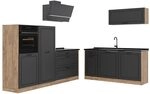 Vicco K&uuml;chenzeile R-Line, Anthrazit Landhaus/Goldkraft Eiche 220 cm | 7 Module...