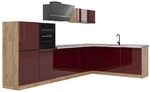 Vicco Eckk&uuml;che R-Line, Rot Hochglanz/Goldkraft Eiche 347 x cm | 8 Module &middot;