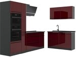 Vicco Eckk&uuml;che R-Line, Rot Hochglanz/Anthrazit 230 x 120 cm | 8 Module &middot;