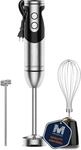 MEGAWISE 3-in-1 Stabmixer, 400 W, 12 Geschwindigkeiten und Turbo, Schwarz 