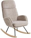 Beliani Schaukelstuhl mit Stoffbezug Polyester Sitz Metall Beine Holz Kufen...