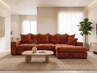 Ecksofa mit Schlaffunktion & Bettkasten &ndash; Terrakotta Chenille, Rechts &ndash;...