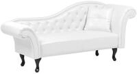 Chaiselongue im Chesterfield Style rechtsseitig Kunstleder wei&szlig; Lattes