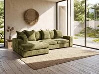 WFL GROUP Ecksofa mit Schlaffunktion & Bettkasten &ndash; Gr&uuml;n Chenille, Links &ndash;