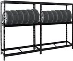 PROREGAL Mega Deal 2X Reifenregal Tiger Schwarz bis zu 24 Reifen 180x130x50 cm