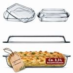 BigDean Auflaufform mit Deckel & Griffen 3,3L Glasauflaufform Glas Br&auml;ter 
