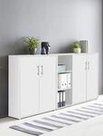 TABOR 8 Aktenschrank B&uuml;roschrank Highboard mit 4 T&uuml;ren & 3 offenen F&auml;chern |...