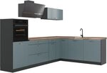 Vicco Eckk&uuml;che R-Line, Blau-Grau/Anthrazit 287 x cm | 12 Module &middot;