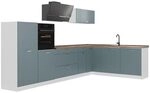 Vicco Eckk&uuml;che R-Line, Blau-Grau/Wei&szlig; 347 x cm | 8 Module &middot;...