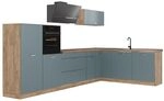 Vicco Eckk&uuml;che R-Line, Blau-Grau/Goldkraft Eiche 347 x cm | 8 Module &middot;