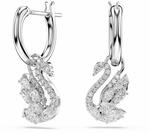 Swarovski Swan Drop-Ohrh&auml;nger, Verschiedene Schliffe, Schwan, Wei&szlig;, Rhodiniert