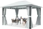 TOOLPORT Gartenpavillon 3x4 m, Alu-Pfosten, Dachplane ca. 220 g/m&sup2;, grau | mit