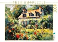 Puzzle &middot; Idyllisches Landhaus mit Blauregen Pergola und farbigem | Staudenbeet