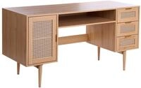 Beliani Schreibtisch Hellbraun Boho Holzoptik Rechteckig mit Metallgestell 