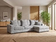 WFL GROUP Ecksofa mit Schlaffunktion & Bettkasten &ndash; Hellgrau Chenille, Rechts...