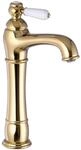 PaulGurkes Nostalgie Armatur Gold Lang f&uuml;r Aufsatzwaschbecken,...