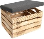 Creative Deco Sitzhocker Gepolstert Braun Geflammt | 50 x 40 x 35 cm | Sitzbank...